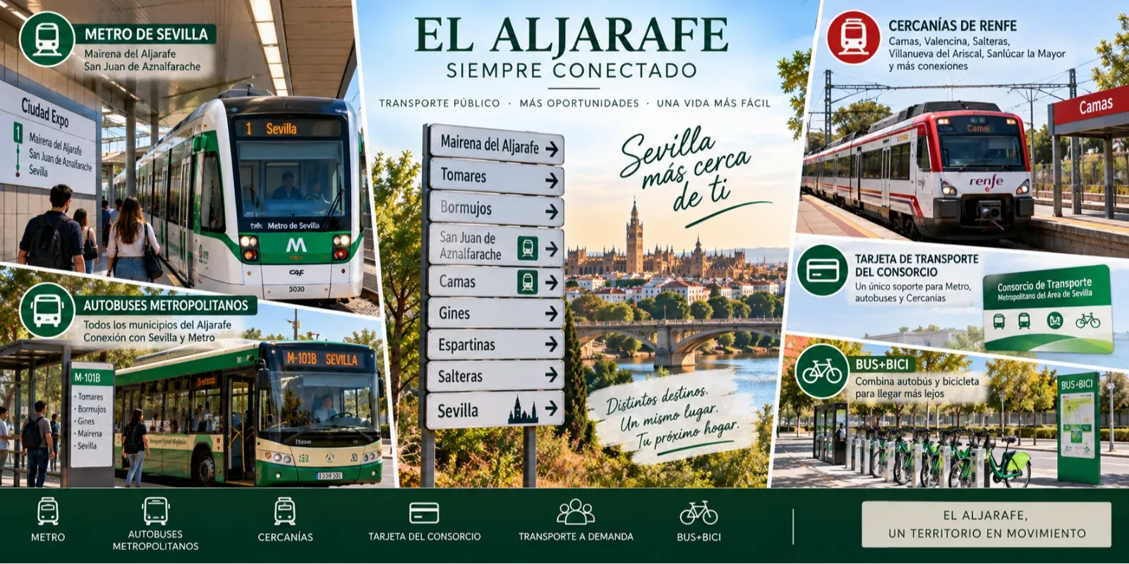 Transporte público y conexiones entre El Aljarafe y Sevilla