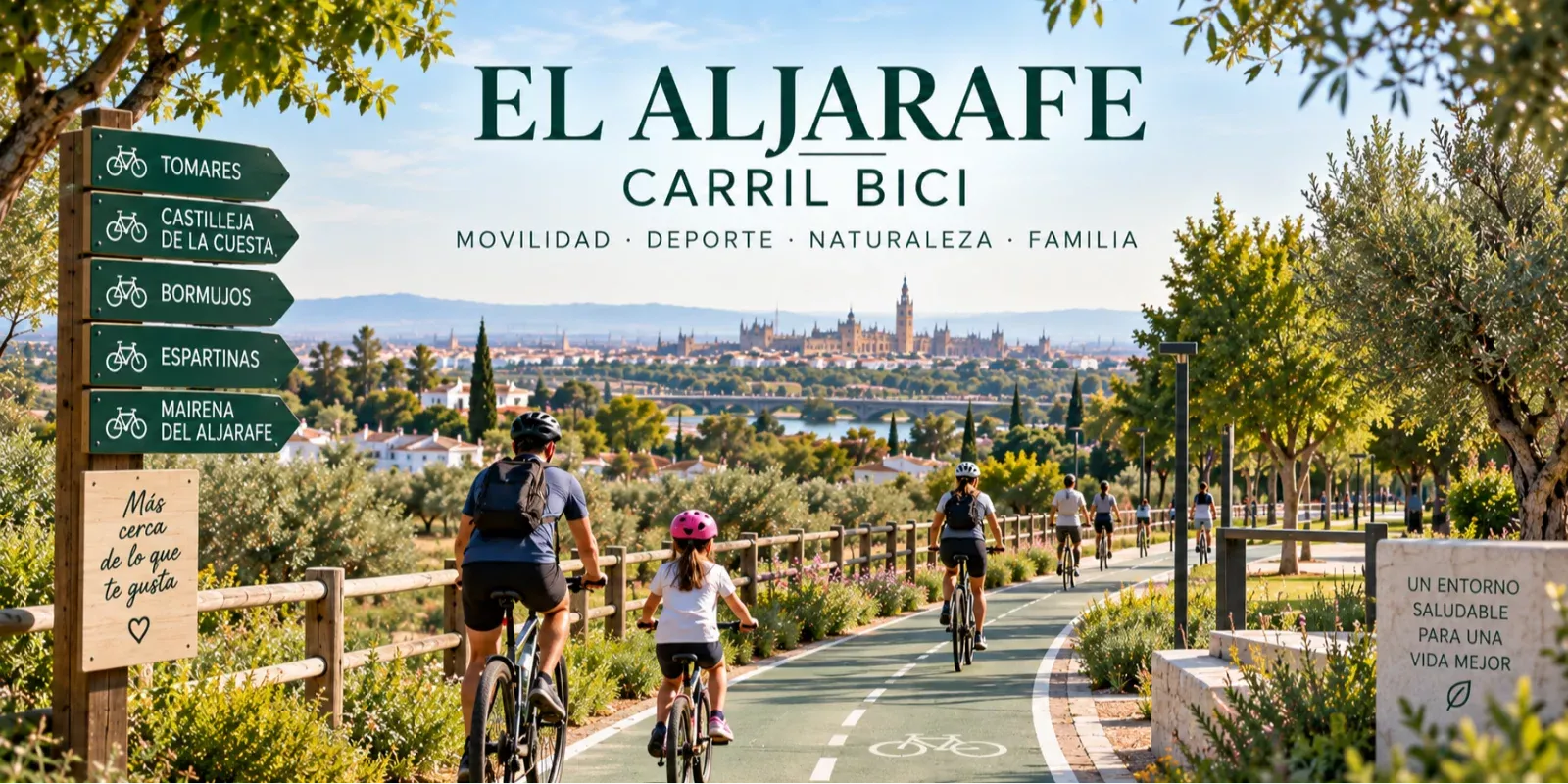Carril bici y vías ciclopeatonales del Aljarafe sevillano