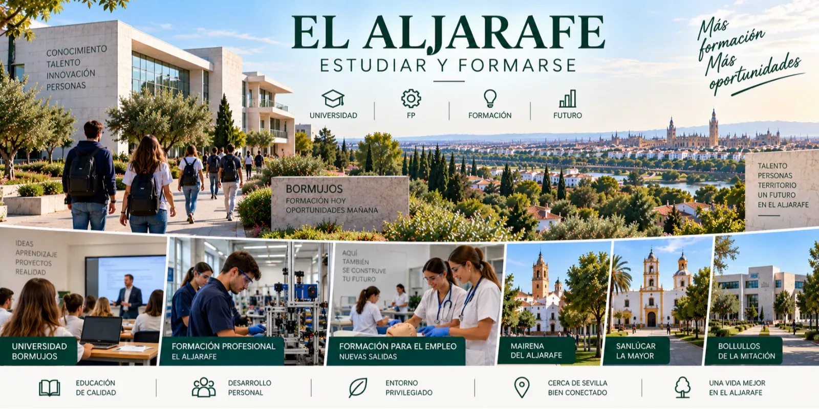 Universidad y centros de Formación Profesional en El Aljarafe sevillano